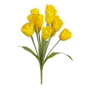 Yellow Tulip Bush Artificial Flowers Bouquet Faux Plants by Ashland